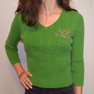 Green Crop Top Knit Sweater